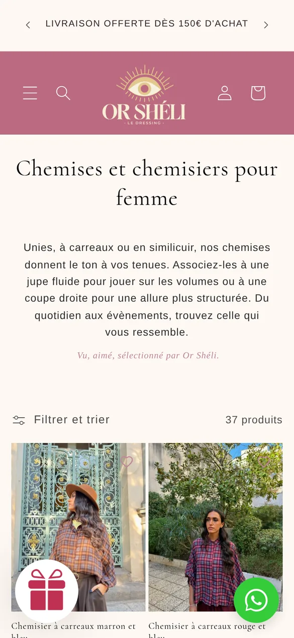 Collection Chemises OR SHÉLI sur mobile