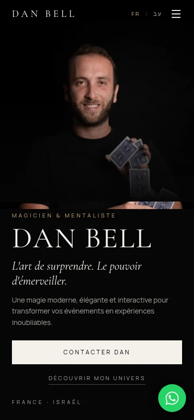 Accueil du site officiel Dan Bell sur mobile