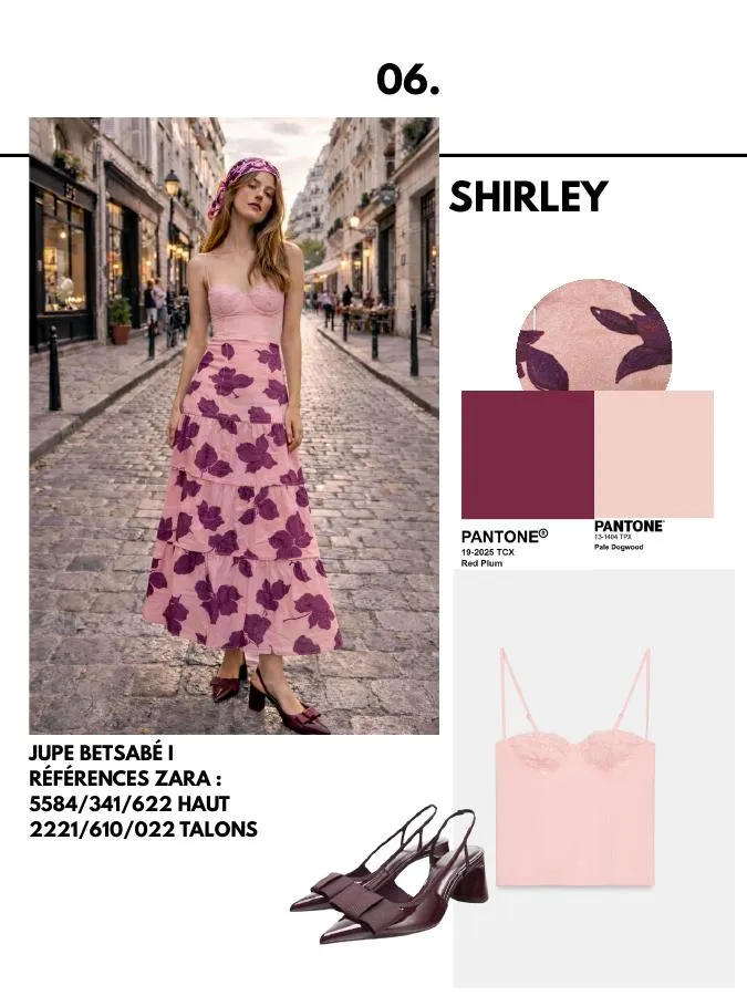 Planche 6 du lookbook RAYMARJORIE : silhouette, références et nuancier Pantone