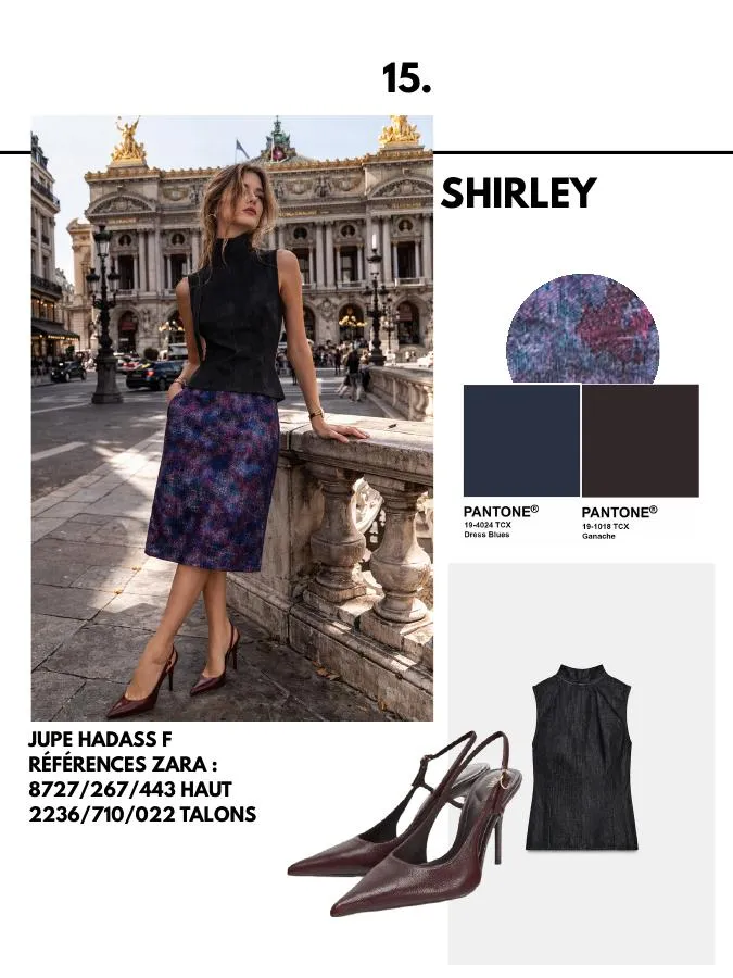 Planche 15 du lookbook RAYMARJORIE : silhouette, références et nuancier Pantone