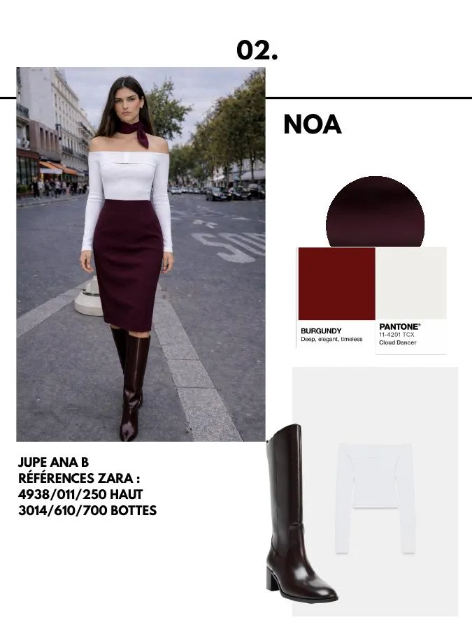 Planche 2 du lookbook RAYMARJORIE : silhouette, références et nuancier Pantone